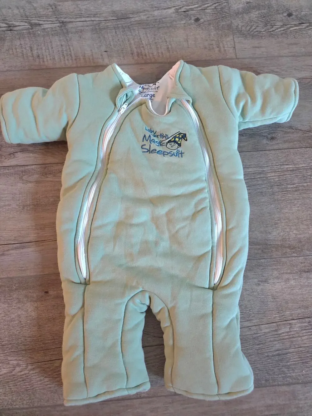 Baby Merlin's Magic Sleepsuit Large 6-9 Months Mint Green Swaddle Transition